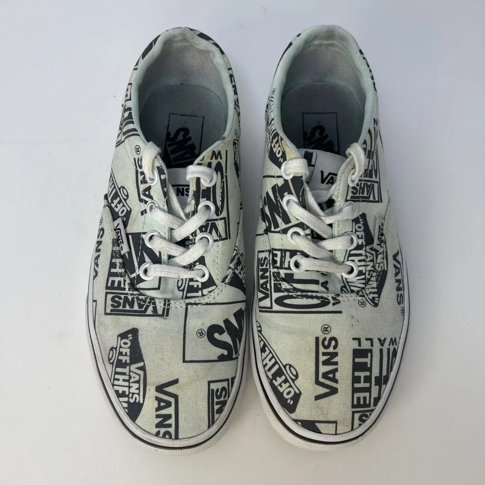 Vans Off The Wall Era Low Top Mint Green Black Logo Print Sneakers Womens Sz 6.5